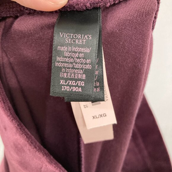 New Victoria's Secret size XL Velour Jogger Pants in Burgundy Slouchy Comfy - Picture 2 of 10